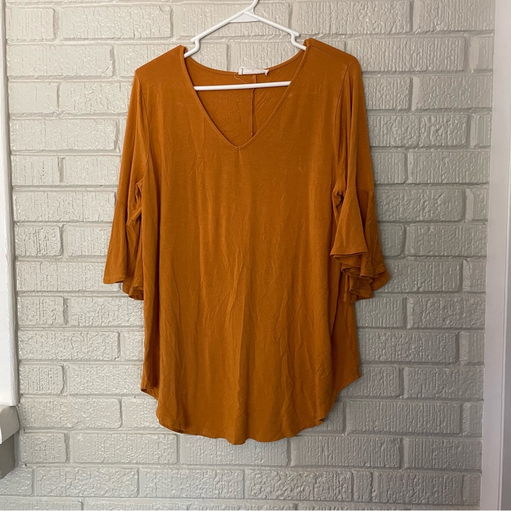 Zenana XL ruffle sleeve top